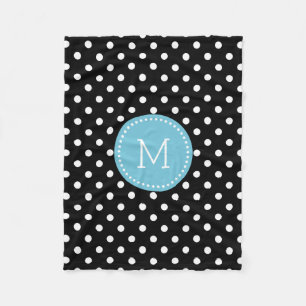 Couverture Polaire Bleu Polkadot Blanc Et Noir