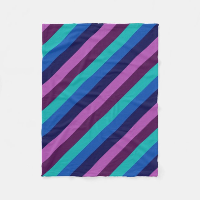 Couverture Polaire Bleu pourpre Turquoise rayures Petit polaire (Devant)