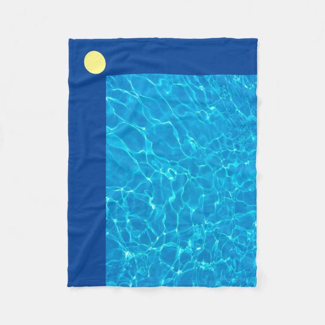 Couverture Polaire Bleu Réflexion/Jaune Spot Toison Blanche (Devant)