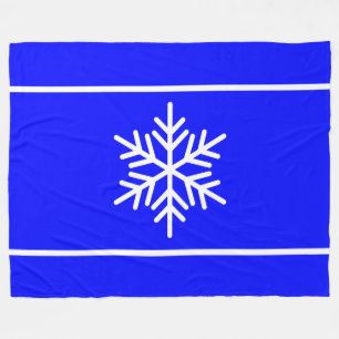 Couverture Polaire Bleu Royal Chic Flocons de Neige Rayures Horizonta