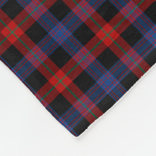 Couverture Polaire Bleu royal et tartan rouge-brun de clan
