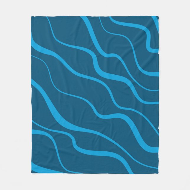 Couverture Polaire Bleu, simple, moderne, cool vague abstraction (Devant)