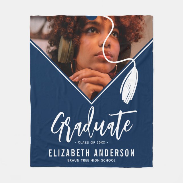 Couverture Polaire Bleu Tassel Casquette Photo Graduation (Devant)