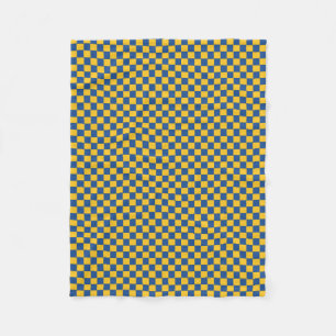 Couverture Polaire Bleu tissé carrelé et jaune