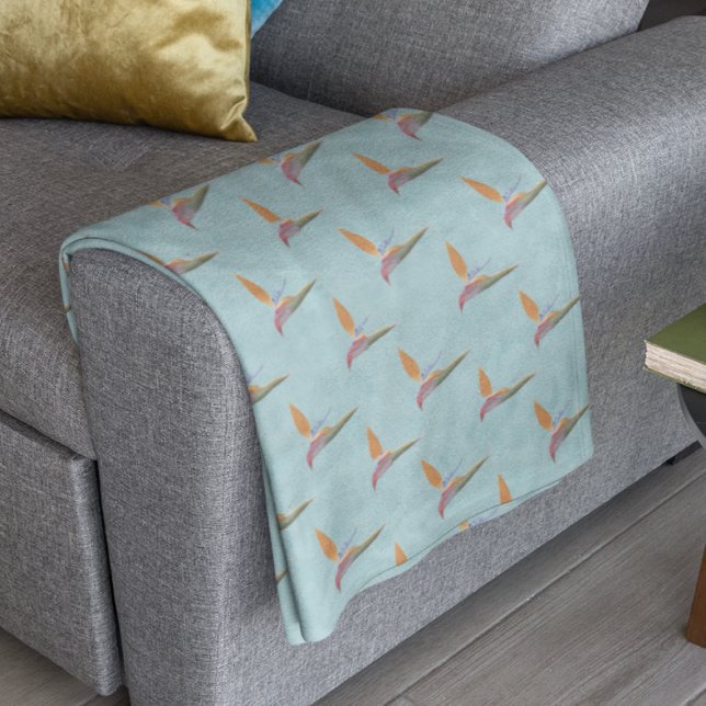 Couverture Polaire Bleu tropical Oiseau moderne du Paradis dessiné à  (Créateur téléchargé)