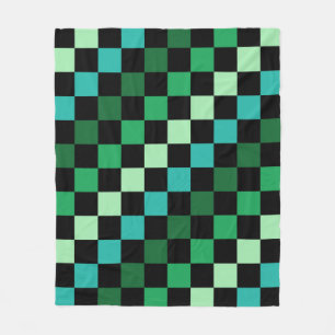 Couverture Polaire Bleu vert À damiers En vichy Motif