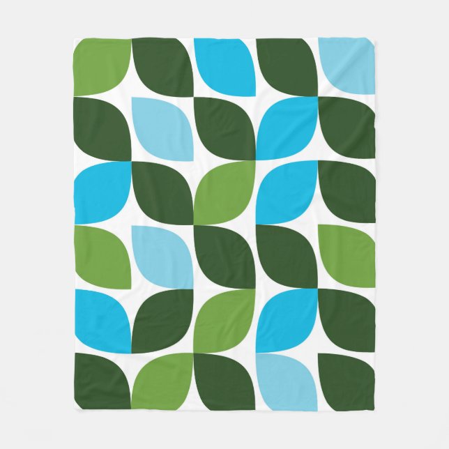 Couverture Polaire Bleu, vert, cool, tendance, nature moderne abstrai (Devant)