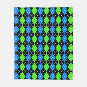 Couverture Polaire Bleu Vert Noir Design Diamant Argyle