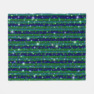 Couverture Polaire Bleu vert rayures avec étoiles et Raindrops