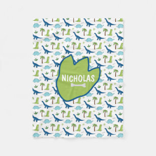 Couverture Polaire Bleus et verts de Cute Dinosaures