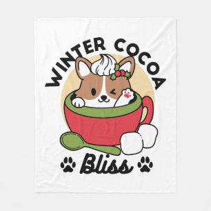 Couverture Polaire Bliss de cacao d'hiver - Chien mignon en mode Mug