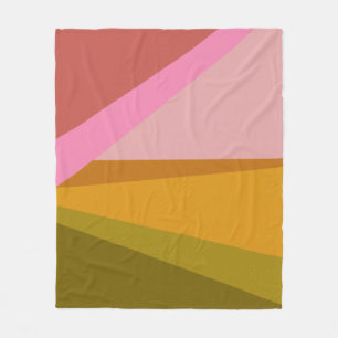 Couverture Polaire Bloc de couleur Art géométrique moderne Rose et
