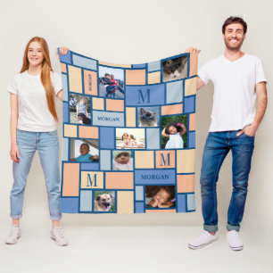 Couverture Polaire Bloc de couleur Bleu rose Moderne Chic 10 Photo