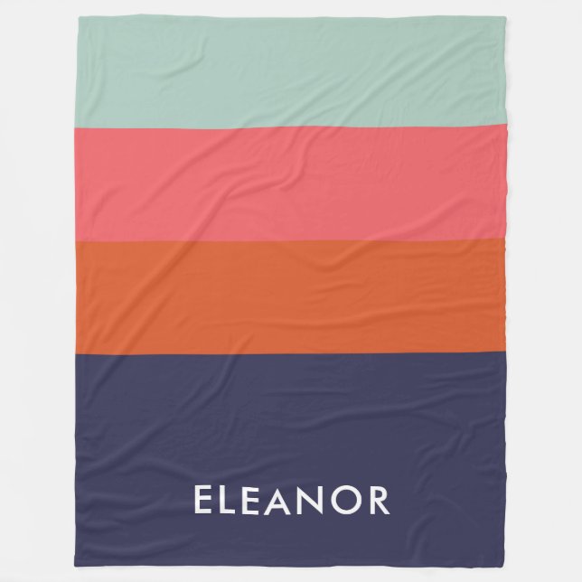 Couverture Polaire Bloc de couleurs moderne avec larges rayures perso (Devant)