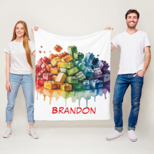 Couverture Polaire Blocs de bâtiment colorés Explosion fête d'anniver