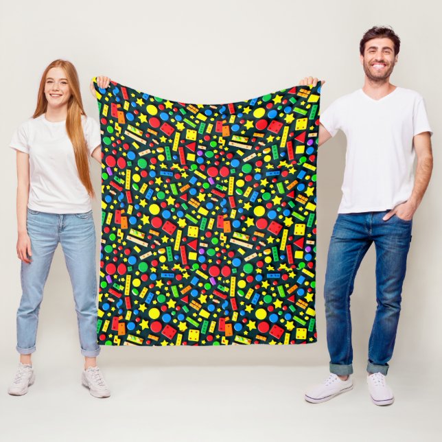 Couverture Polaire Blocs et formes de jouets vibrants éparpillés (En situation)