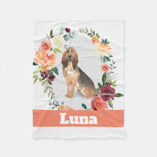Couverture Polaire Blood Hound Dog aquarelle personnalisée