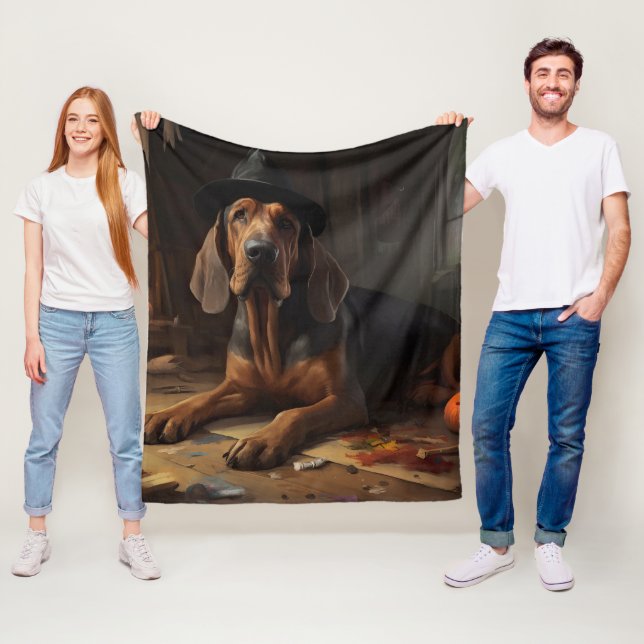 Couverture Polaire Bloodhound Citrouilles Halloween effrayant (En situation)