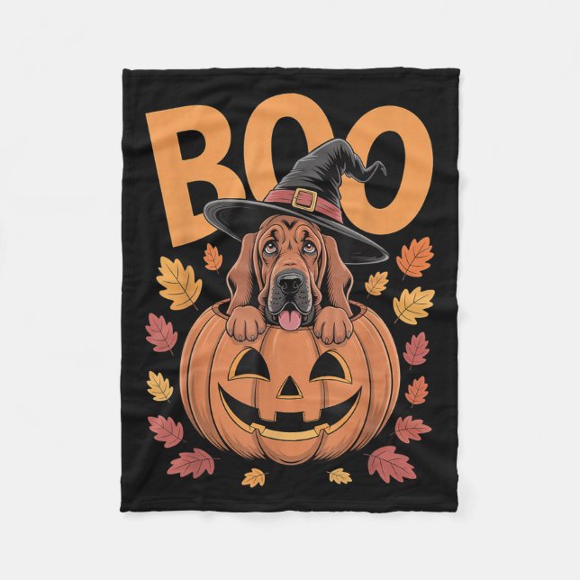 Couverture Polaire Bloodhound Costume Sur Halloween Citrouille Bloodh (Devant)