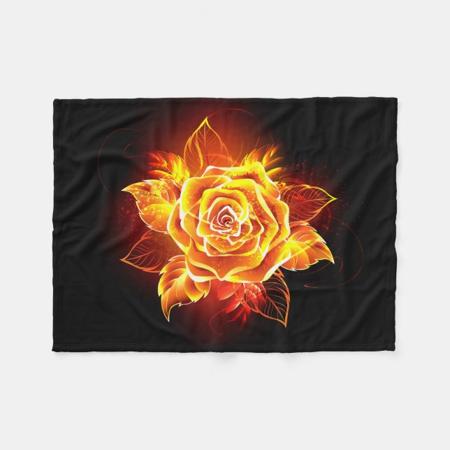 Couverture Polaire Blooming Fire Rose (Devant (Horizontal))