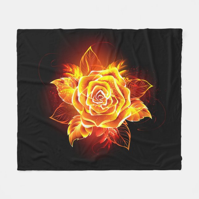 Couverture Polaire Blooming Fire Rose (Devant (Horizontal))