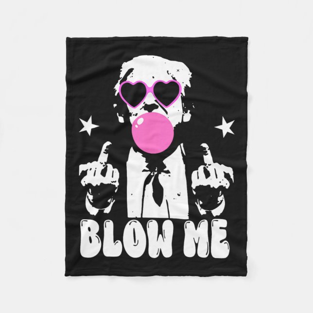 Couverture Polaire Blow Me Drôle Trump Pink Bubble Gum Donald Trump 2 (Devant)