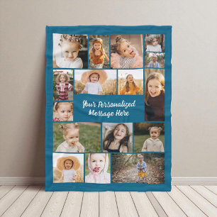 Couverture Polaire Blue 16 Photo Collage Personnalisé Moderne Personn