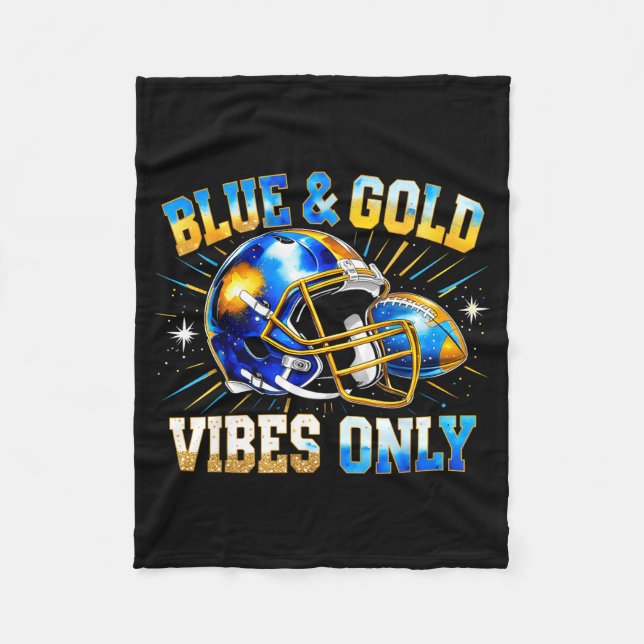 Couverture Polaire Blue And Gold Vibes Only Football Fan Gift  (Devant)