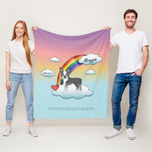 Couverture Polaire Blue And White Boston Terrier Rainbow Memorial
