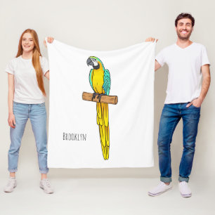 Couverture Polaire Blue-and-yellow macaw bird cartoon illustration