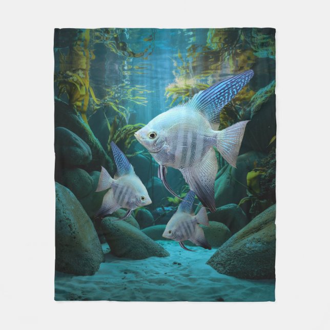 Couverture Polaire Blue Angelfish Aquarium sous-marin Fish Tank Lover (Devant)