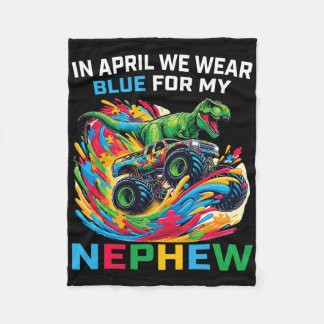 Couverture Polaire Blue Autism Awareness Nephew T Rex Monster Truck D