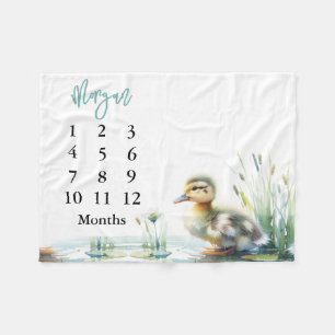 Couverture Polaire Blue Baby Boy Milestone Blanket Canards