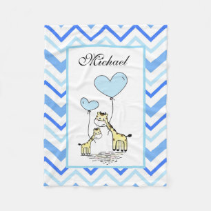 Couverture Polaire Blue Chevron Giraffe mignonne Mère Bébé