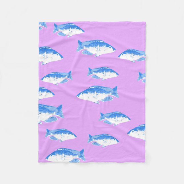 Couverture Polaire Blue fish on lilac (Devant)