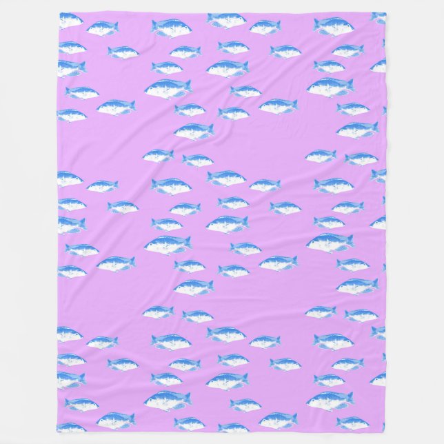 Couverture Polaire Blue fish on lilac (Devant)