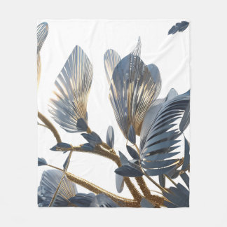 Couverture Polaire Blue Floral Design Plant