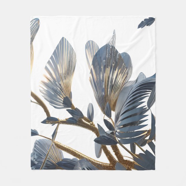 Couverture Polaire Blue Floral Design Plant (Devant)