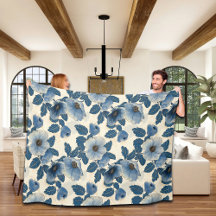 Blue Floral Gold Parties scintillant japonais Ukiy