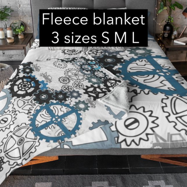 Couverture Polaire Blue Grey White Gears Steampunk Boys Décor Fleece (Créateur téléchargé)