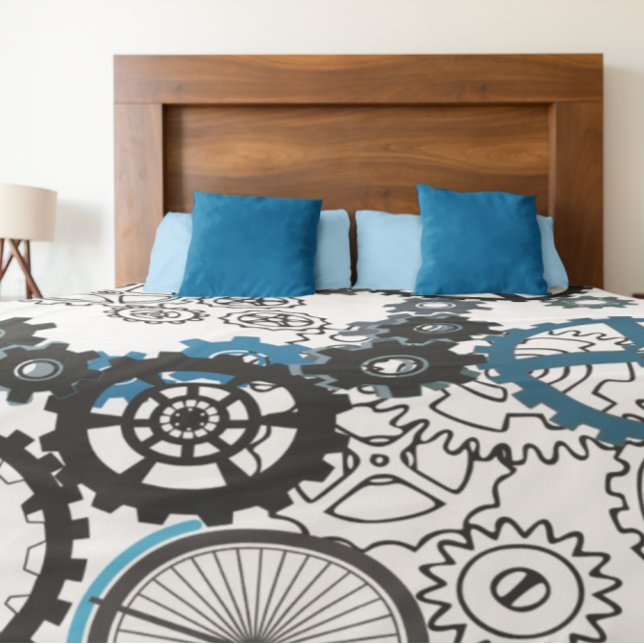 Couverture Polaire Blue Grey White Gears Steampunk Boys Décor Fleece (Créateur téléchargé)