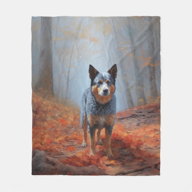 Couverture Polaire Blue Heeler dans les feuilles d'automne automne au (Devant)