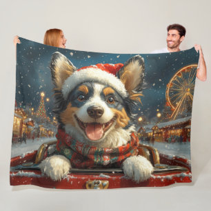 Couverture Polaire Blue Heeler Dog Roller Dessous de verre Noël