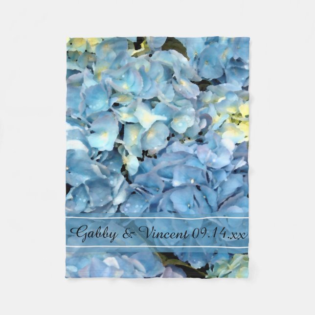 Couverture Polaire Blue Hydrangea Floral Mariage (Devant)