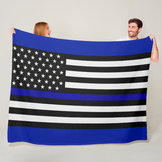 Couverture Polaire Blue Line mince maintiennent l'ordre le drapeau (En situation)