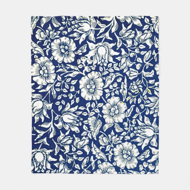 Couverture Polaire Blue Mallow, William Morris motif, (Devant)