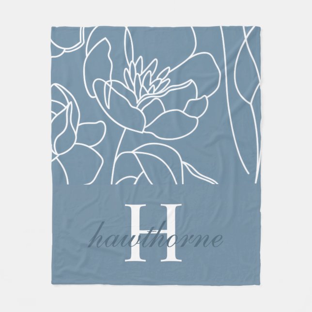 Couverture Polaire Blue Modern Elegant Wildflower Name (Devant)