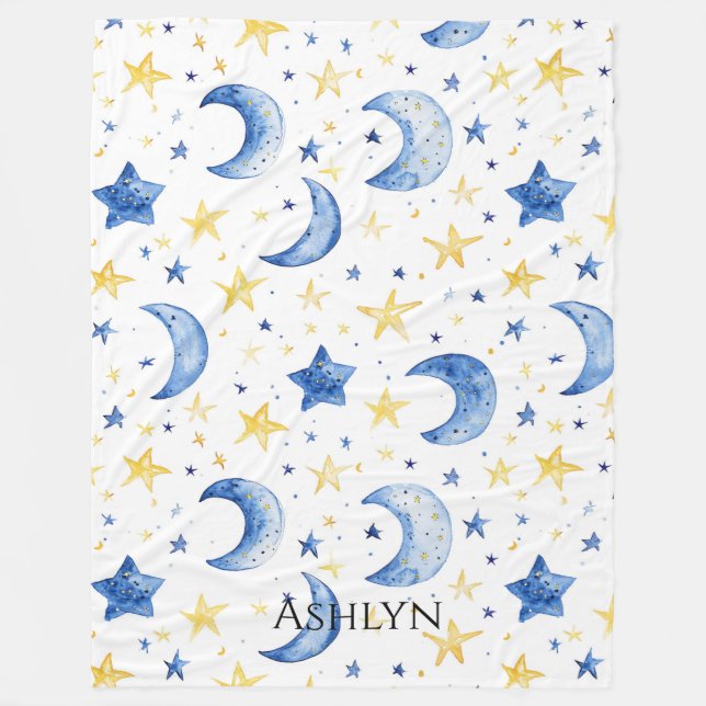 Couverture Polaire Blue Moons Gold Stars (Devant)
