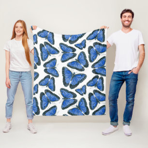 Couverture Polaire Blue morpho papillon motif design flece blanke