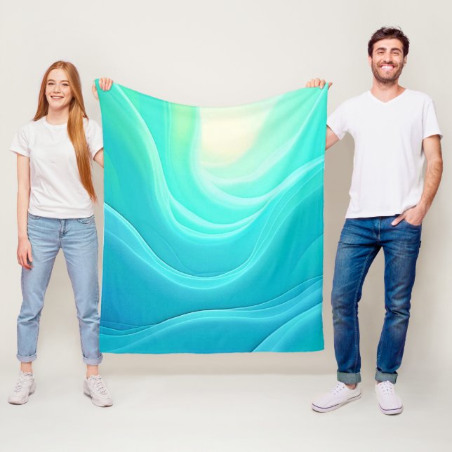Couverture Polaire Blue Ocean Serenity Waves Abstrait Design (En situation)